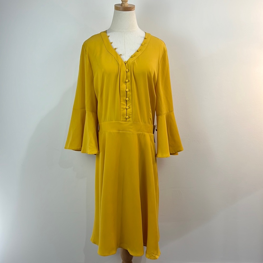 Eloquii Yellow Button-Front Dress